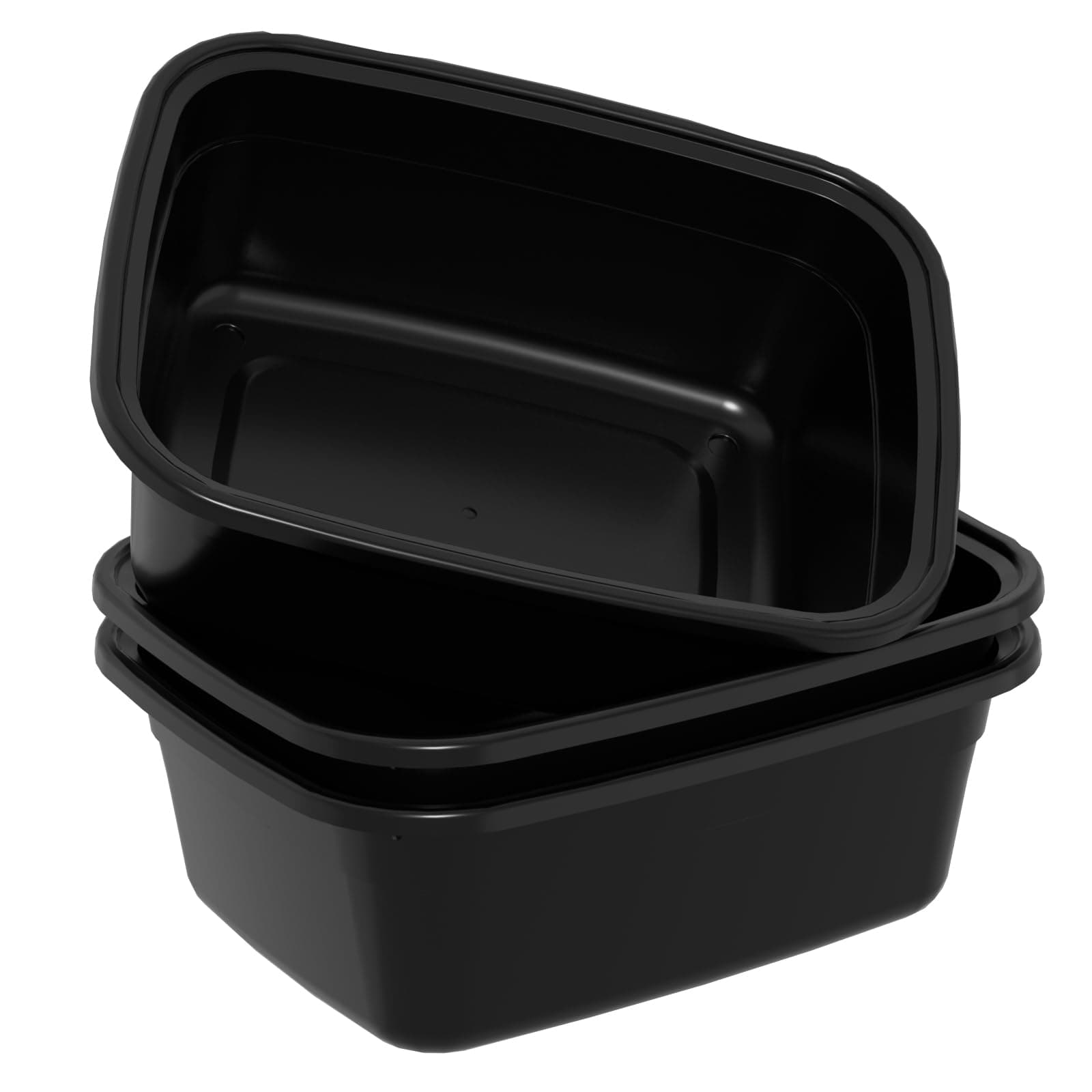 Wakikini 18 Quart Large Wash Basin, Plastic Dish Pan, Black Bus Box, 3 Packs
