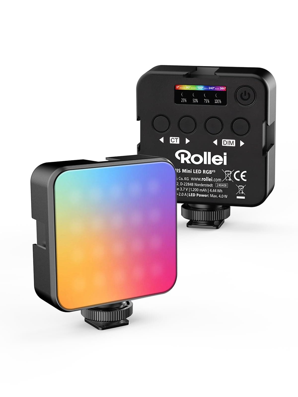 Rollei Lumis Mini RGB Colour LED Continuous Light, Video Light with 60 LEDs, 2500-9000 K, 6 W, 200 lux (0.5 m at 5500 K)