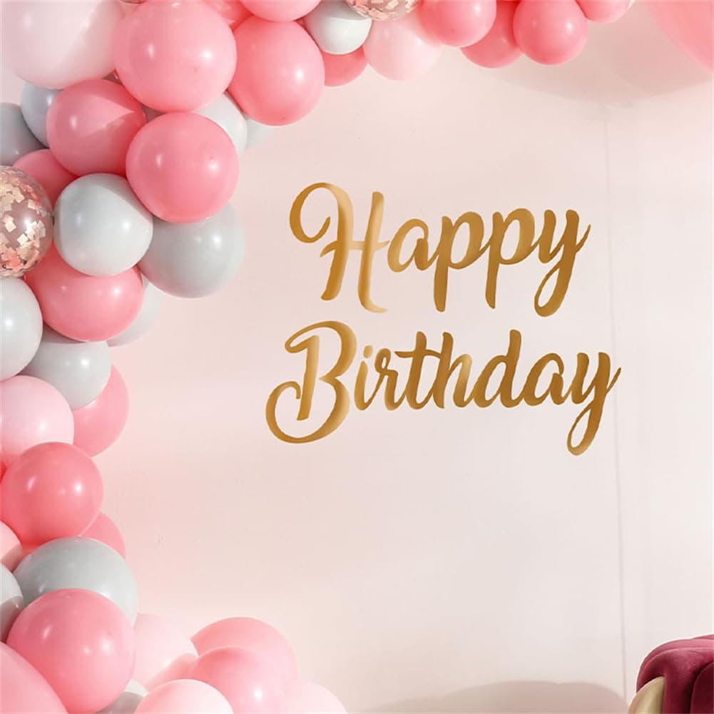 JUNWALL Happy Birthday Sticker Sign for Backdrop Yellow Happy Birthday Party Decal Sign for Women Men Large Happy Birthday Letters Sticker Peel and Stick Wall Decoration for Balloon Arch Backdrop