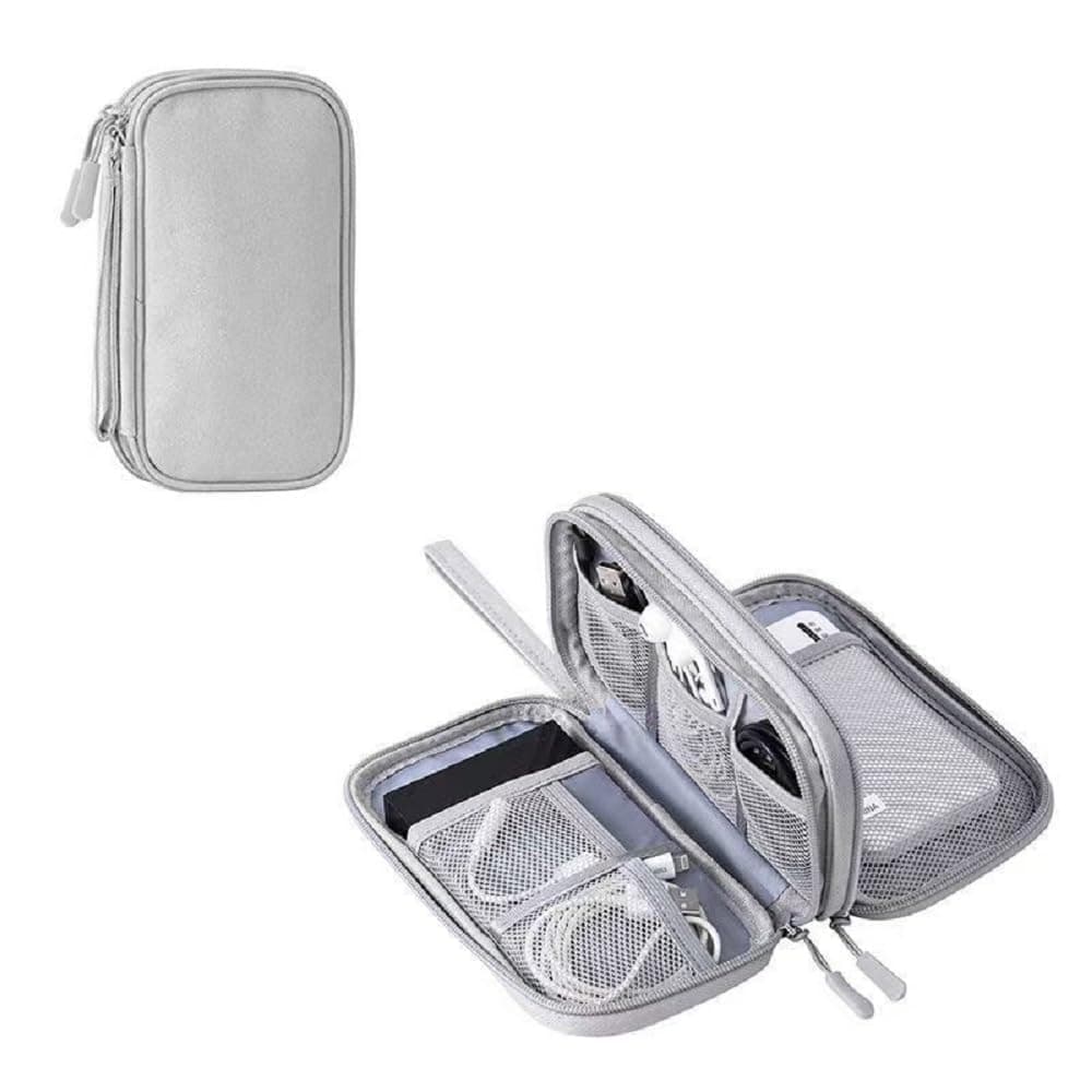 Yiasangly Electronic Organizer Bag, Waterproof Portable Travel Cable Storage Bag, Multifunctional Cord Storage Case for USB Drive, Dard Drive, Power Bank, Charger, Mouse, USB Cable, Headphones - Grey