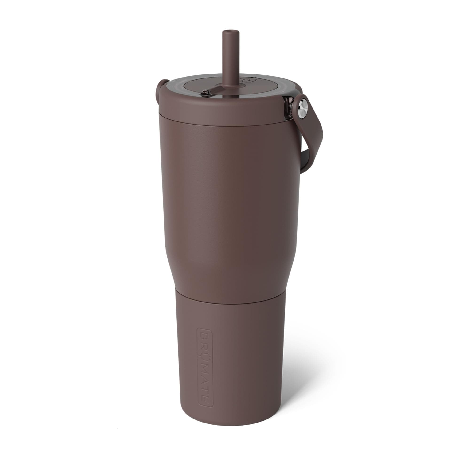 BrüMate Resa 35oz 100% Leakproof Tumbler w/Handle & Straw | Flexible SoftSip Straw | Silicone Sleeve for Durability | Stainless Steel | Cup Holder & Travel Friendly Water Bottle (Java)