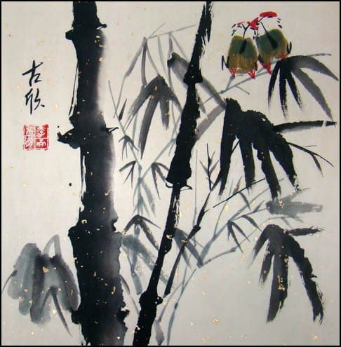 Original Chinese Painting - Traditional Chinese Paintings: Chinese Brush Painting - Birds & Bamboo