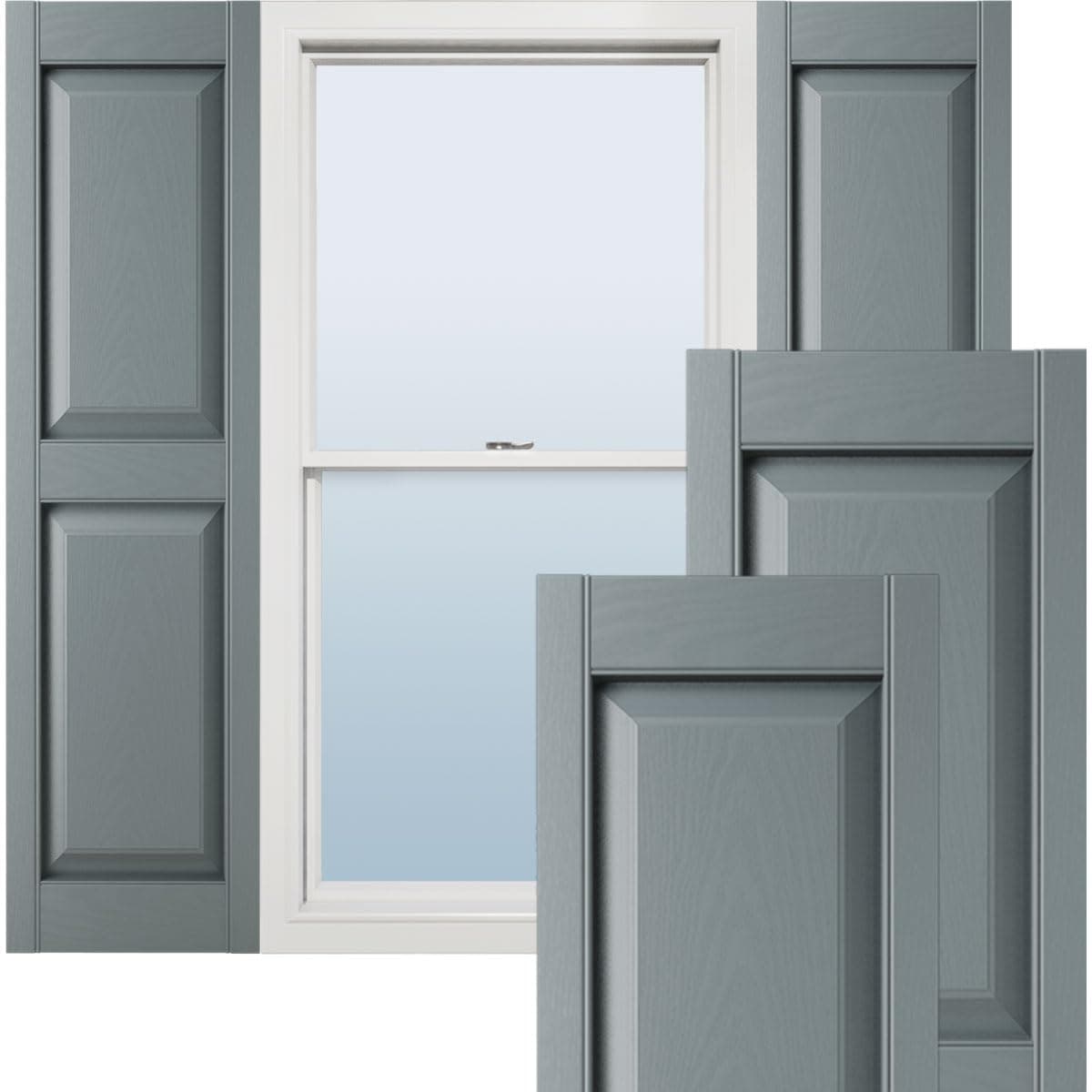 TailorMade LP2C12X03000SC Lifetime Two Equal, Raised Panel Loks (Per Pair) Vinyl Shutters, 12-in. W x 30-in. H, 419-Storm Cloud