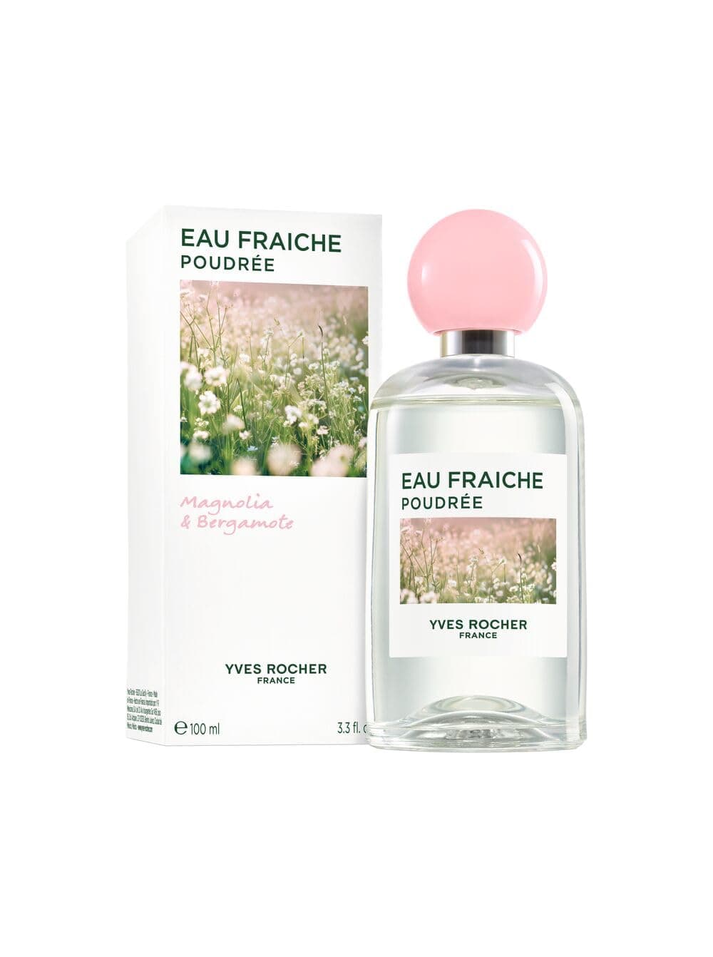 Yves Rocher Eau Fraîche Poudrée, Magnolia & Bergamot Eau de Toilette for Women, Powdery Floral Fragrance, Fresh Notes, Lightweight Daily Wear Perfume Spray, Floral Freshness, Powdery & Gentle, 98% Ingredients of Natural Origin - 100ml (Aqua Magnolia & Bergamot)