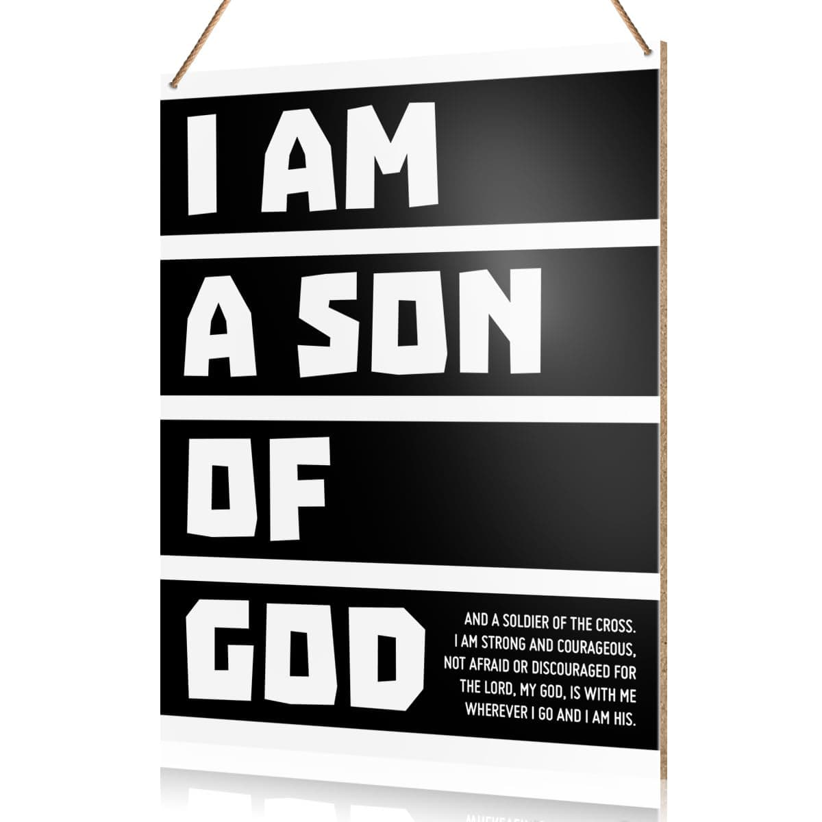 Boy Room Wall Sign Hanging Decor, I Am a Son of God, Christian Nursery Boy Bedroom Teen Room Playroom Scripture Wooden Decor Nursery Bible Verse Decoration