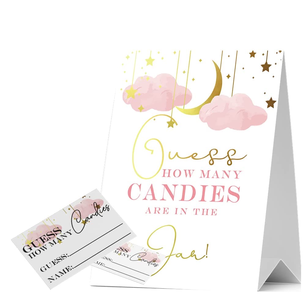 Guess How Many Baby Shower Games, Pack of 1 Logo and 50 Cards, Baby Shower Signs, Baby Shower Invitation Set - JRM309