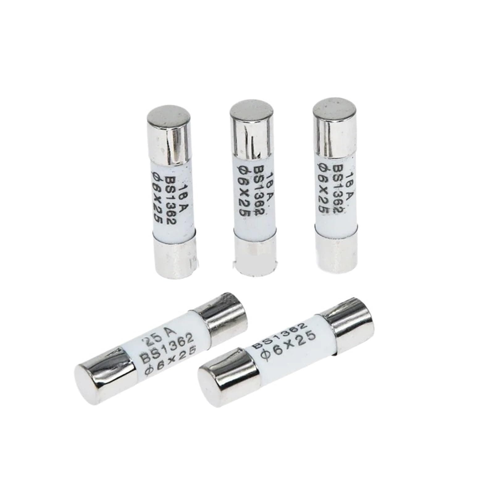 5Pcs R057 RO57 Ceramic Fuse Tube 6x25mm 6 * 25mm BS1362 Fuse 0.5a 1a 2a 3a 4a 5a 6a 8a 10a 13a 15a 16a 20A 25A(6X25MM 8A)