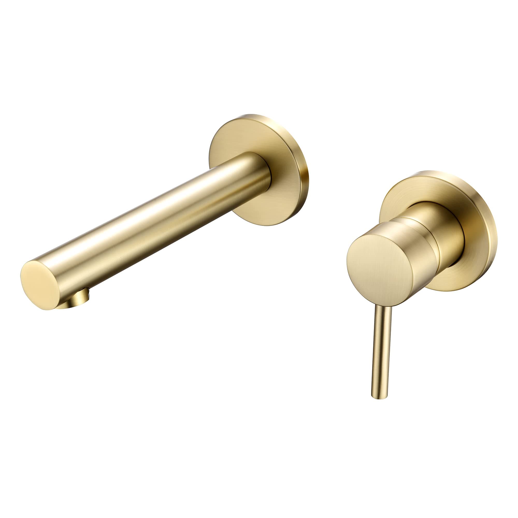 SUMERAIN Brushed Gold Bathroom Faucet Brass Wall Mount Single Handle