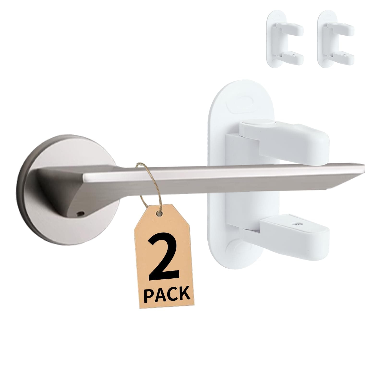 Alocre 2 Pcs Door Lever Lock for Child Safety, Baby Proofing Door Handle Lever, Door Lever Lock, No Tools Needed, Quality Plastic