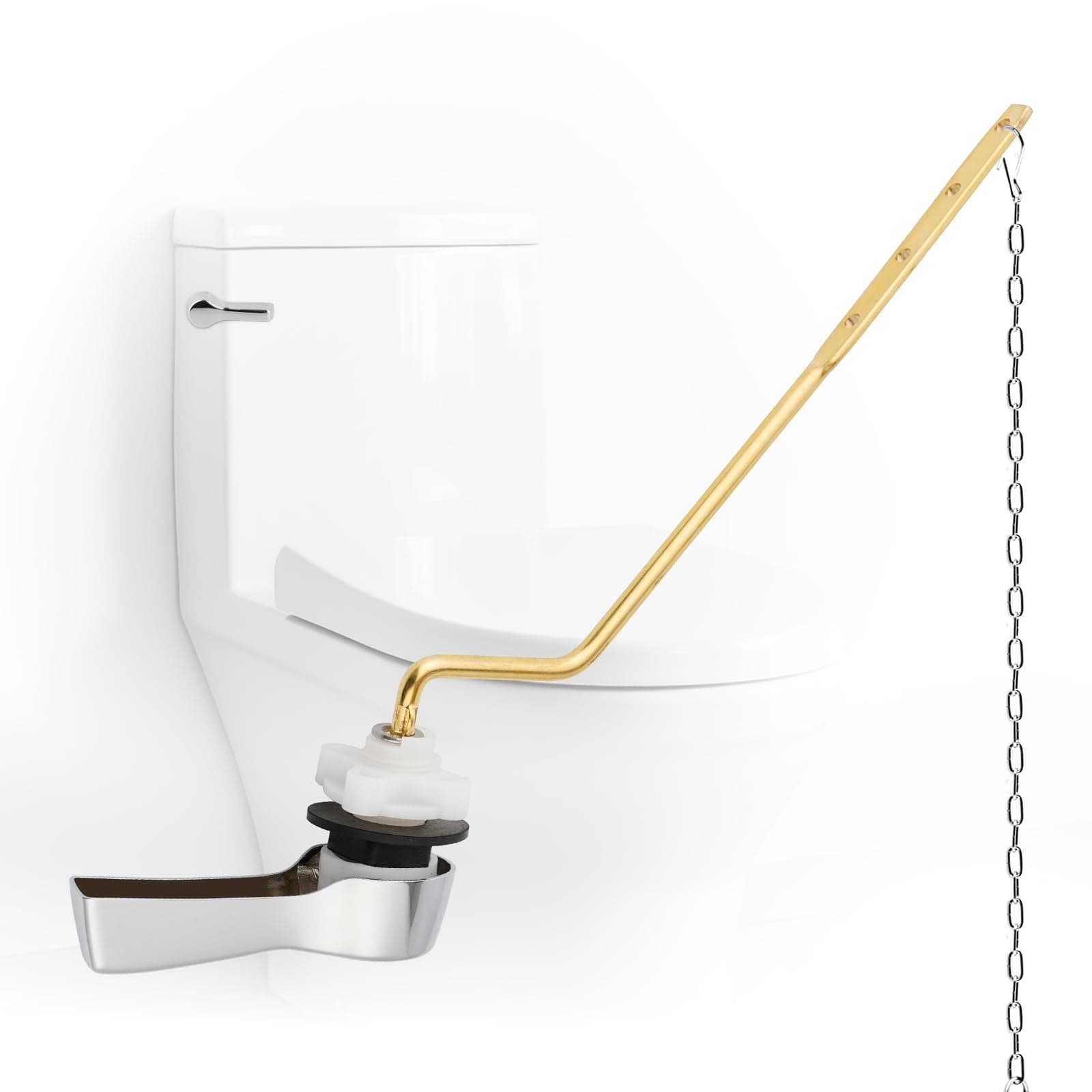 iFealClear Universal Metal Side Toilet Flush Handle Replacement, Angle Mount Toilet Handle Replacement Compatible with Kohler, American Standard, TOTO, Mansfield, Solid Brass, Chrome