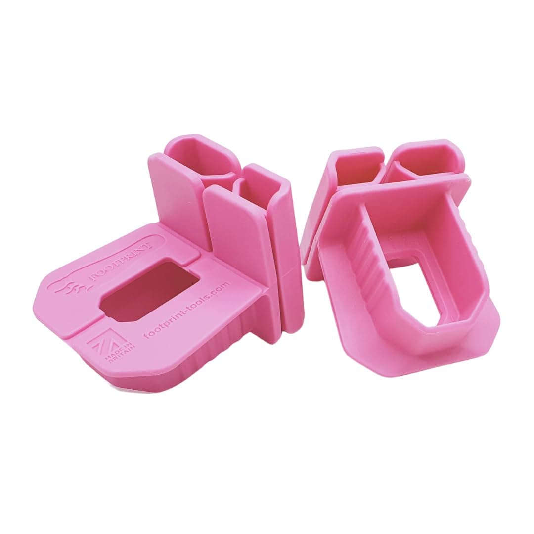Footprint Baby Pink Corner Blocks Pack of 2 - Essential Bricklaying Tools. Viewing Window to See Line. Tough Engineer Grade Plastic, Large and Easy to Grip. Keeps Brick Courses Straight and Level.