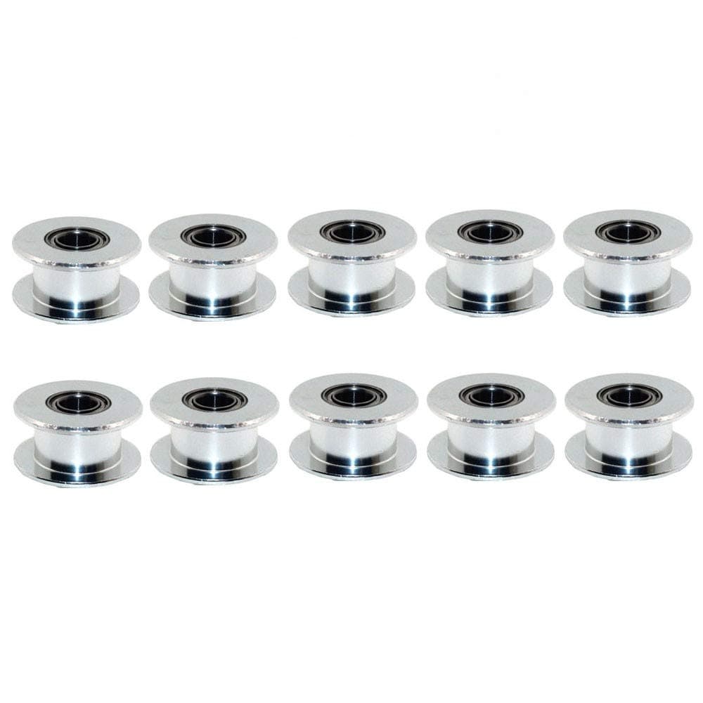 3Dman GT2 20 Toothless Bore 5mm Aluminum Timing Belt Idler Pulley for 6mm Width 3D Printers (10pcs)