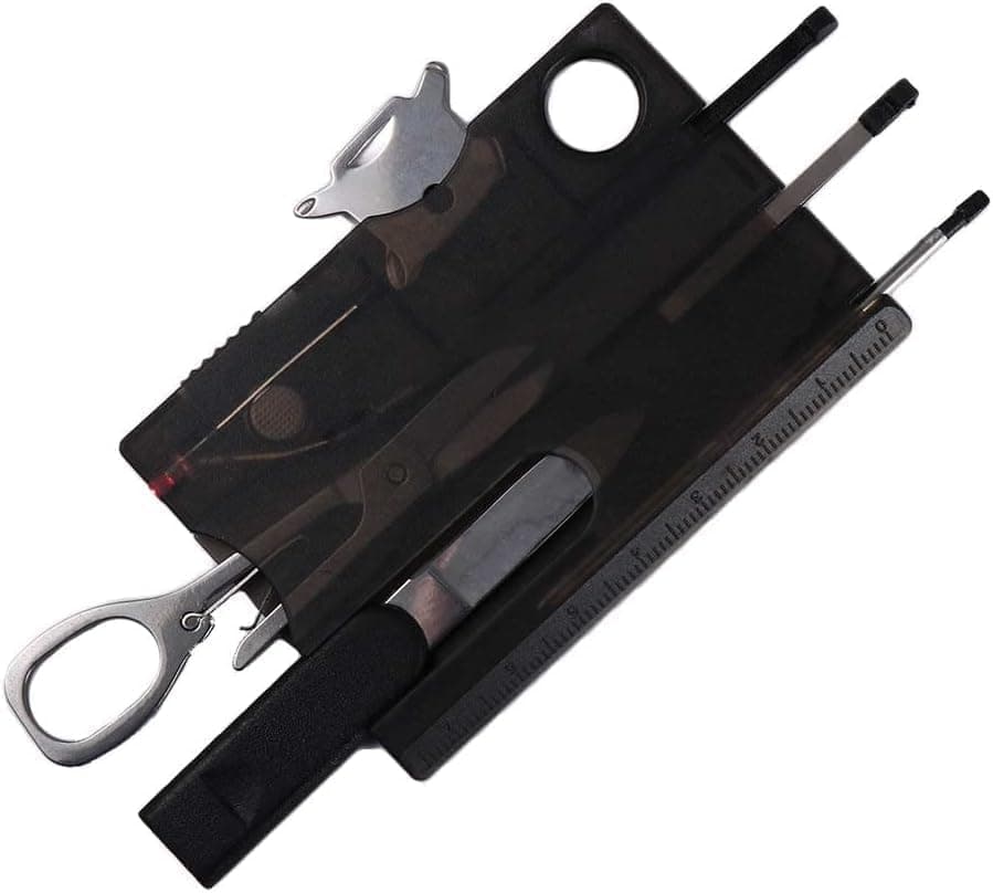 Black 12 in 1 Pocket Credit Card Outdoor Survival Multi Card Multi Tool EDC Tool Gear Multitools and Accessories Hand Tools