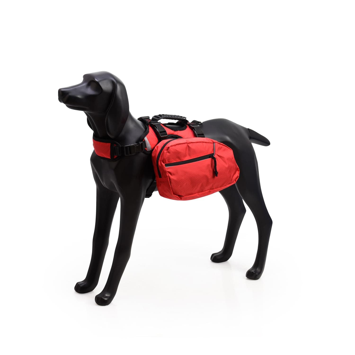 BlackDoggy 2-in-1 Dog Backpack Harness, Water-Repellent Adjustable with Detachable Saddle Bag for Medium & Large Dogs - Hiking Camping Travel (Medium, Red)