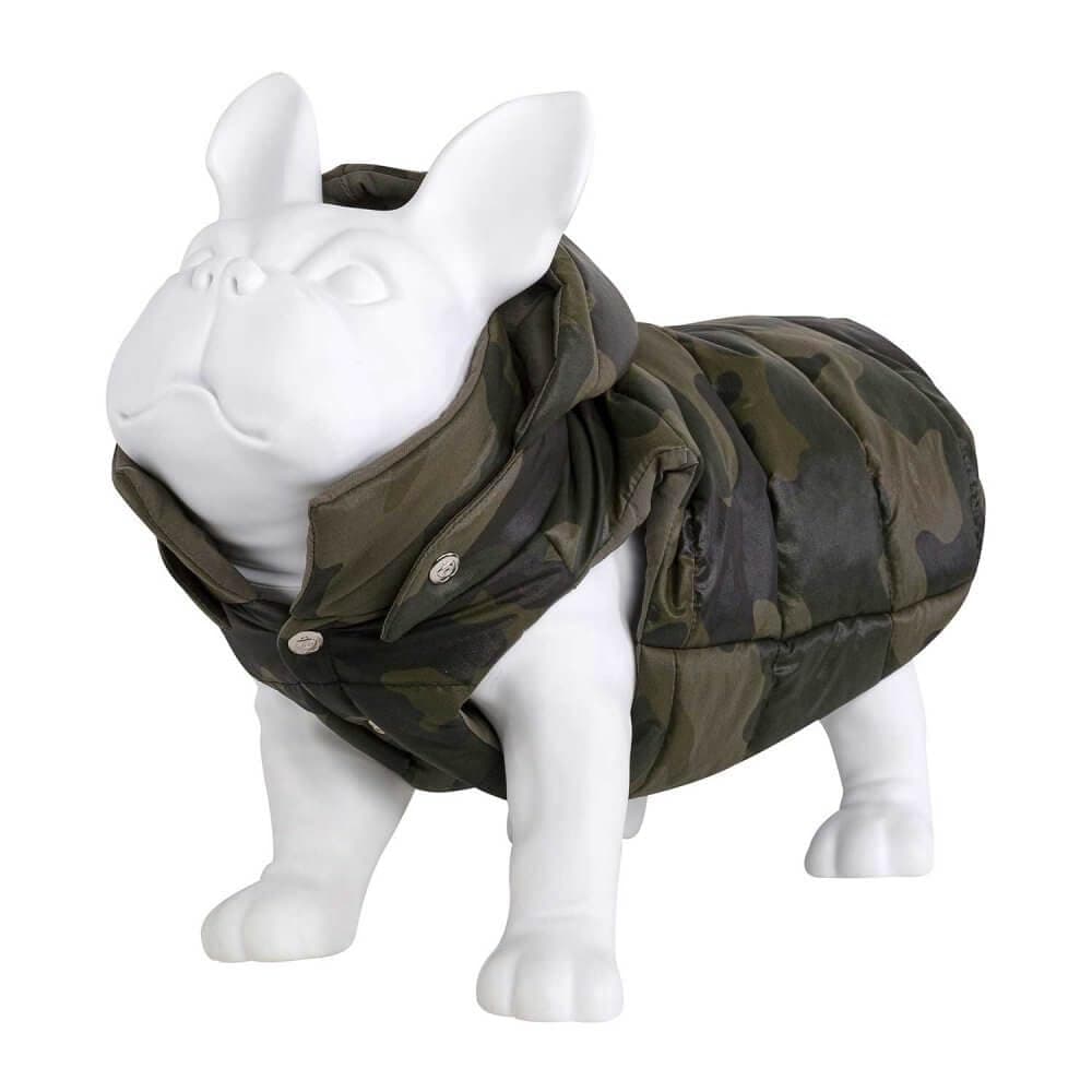 Camouflage Green Puffer Vest for Dogs and Cats with Hood (Small)