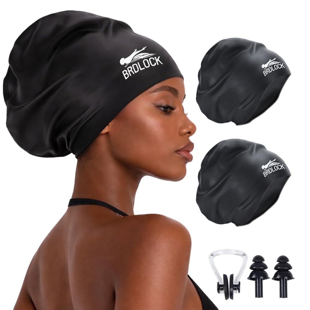 2 Packs Extra Large Swim Cap for Long Hair Braids, Swimming Cap Adult Women