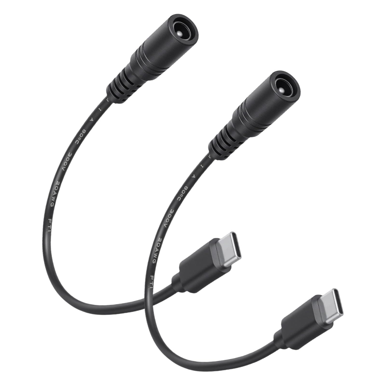 Alrhso 2Pcs 6" DC 35135 Female to USB Type C Male Plug Short DC 3.5 x 1.35mm Cable USB C Power Cord to 3.5mm Distributor 5V Power Charging Cable Extension Cord
