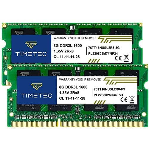 Timetec 16 Go KIT(2x8Go) DDR3L/DDR3 1600MHz PC3-12800 Non-ECC sans tampon 1.35 V/1.5 V CL11 2Rx8 double rang 204 broches SODIMM ordinateur portable PC ordinateur mémoire RAM Module mise à niveau