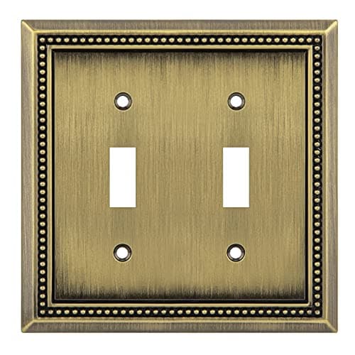 Plaque murale décorative pour interrupteur (double bascule, laiton antique)