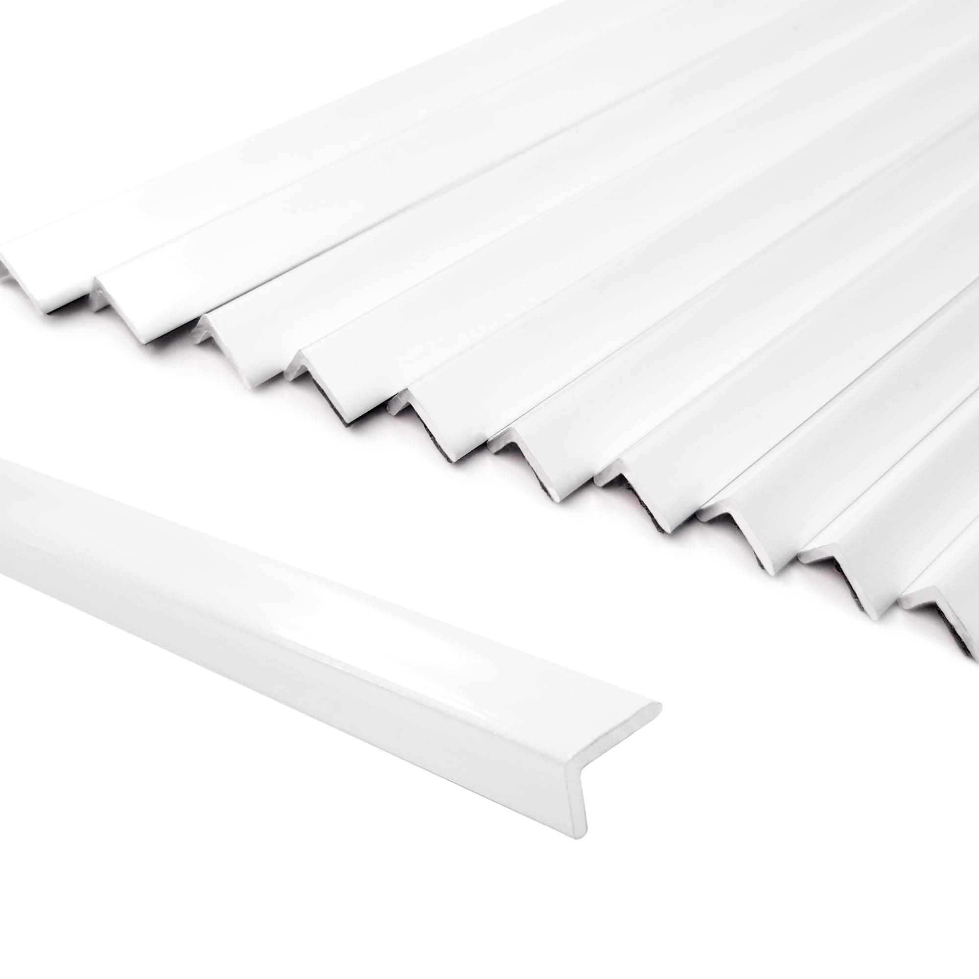 SUNWINGS 10-Pack 36 Inch Peel and Stick Aluminum Tile Trim, Decorative Kitchen Backsplash Trim Edge, Self Adhesive Tile Liner Matte Milky White