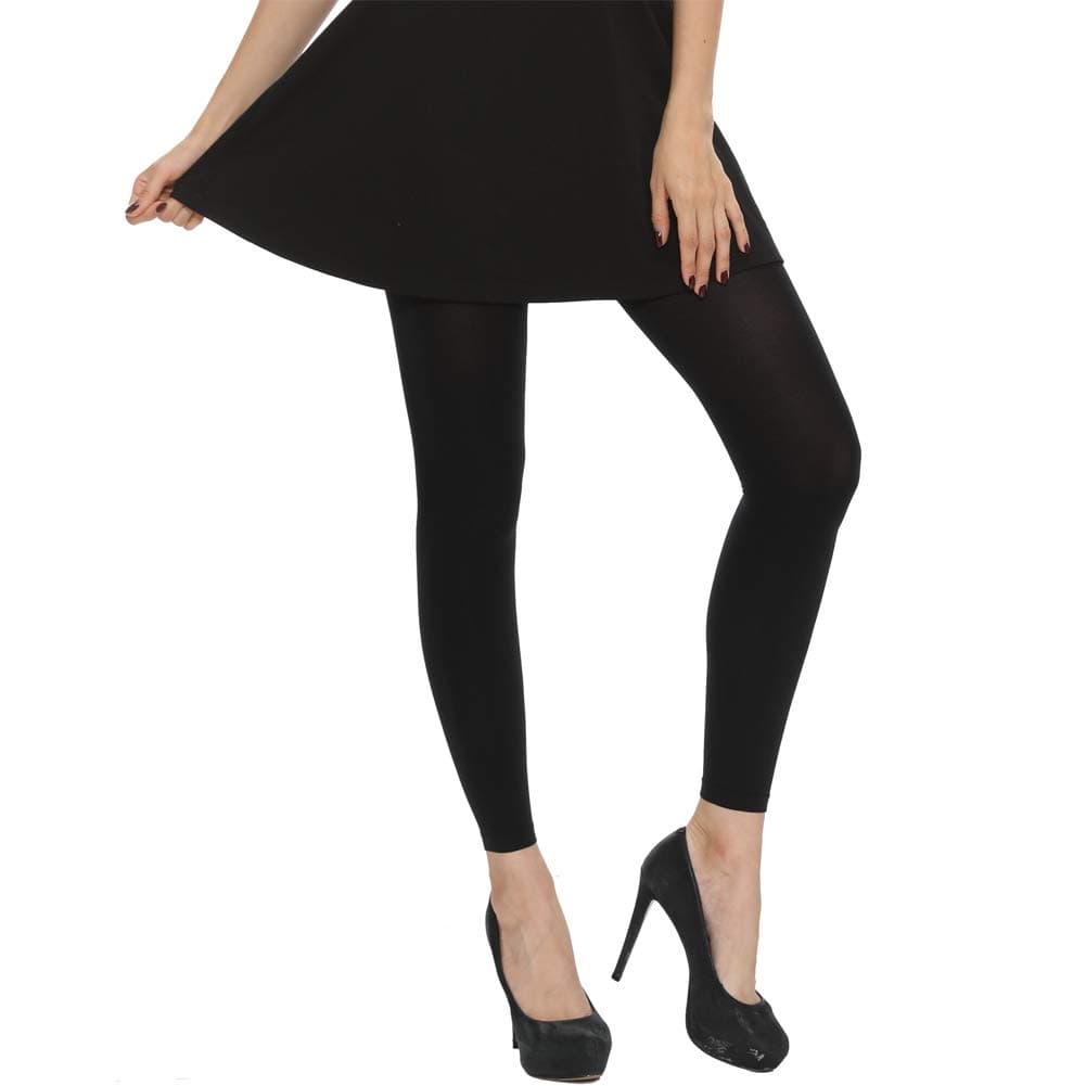 MANZI Women's 2 Pairs Opaque Control-Top Tights 70 Denier Pantyhose, 2 Pairs Footless Black, X-Large