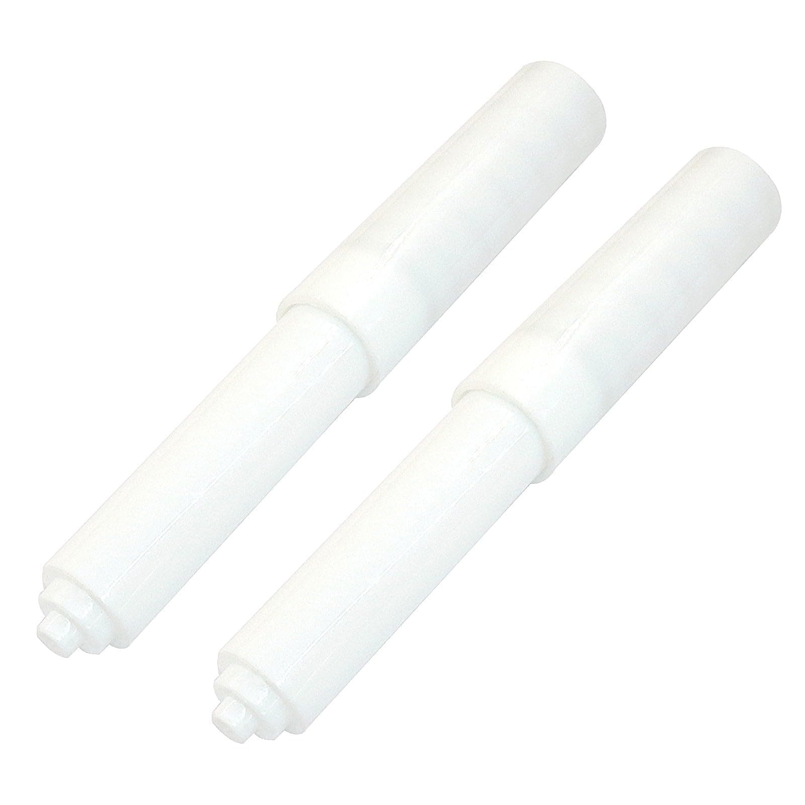 Moicstiy 2Pack Toilet Paper Holder Spring Rod Replacement, Plastic Spring Loaded Toilet Paper Holder, White