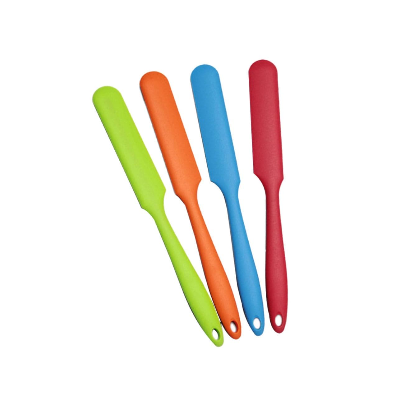 HOLIDYOYO 4pcs Silicone Scraper Integrated Handle Long Shaving Head Spatula Butter Blending Flat for Cake Pastry Tool
