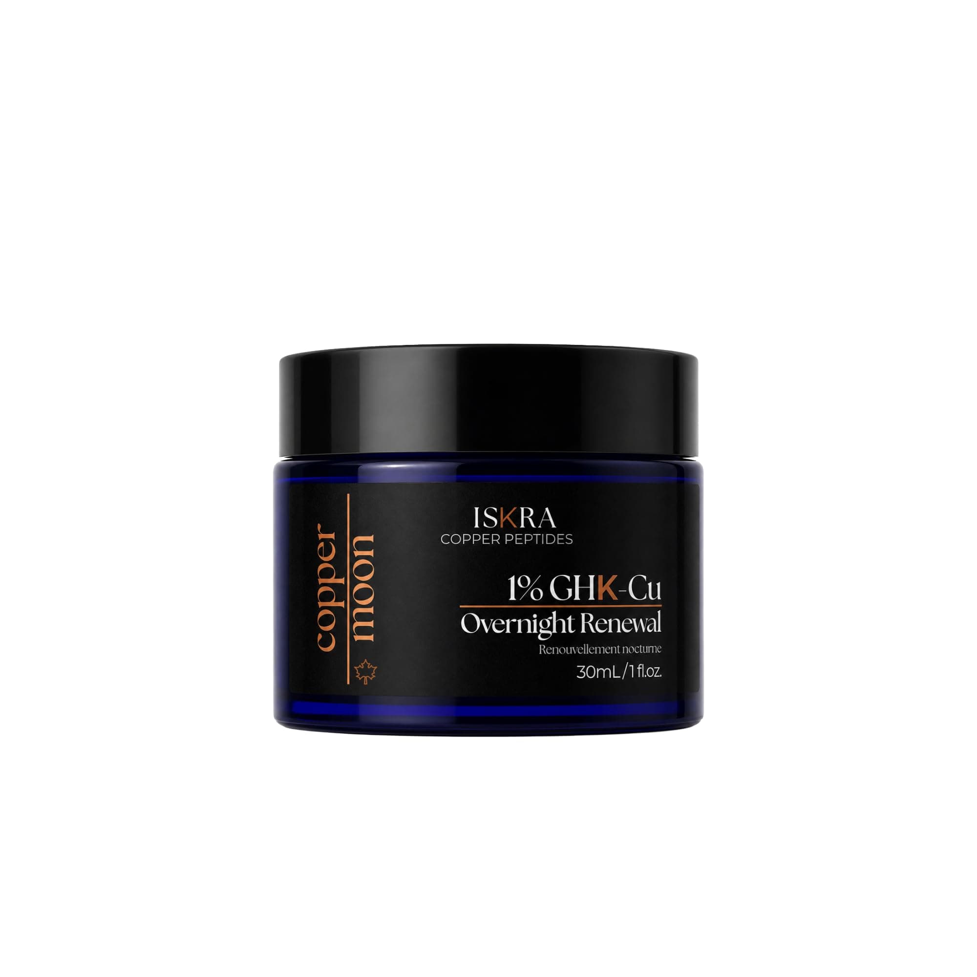 Copper Moon - 1% GHK-Cu Copper Peptide Night Cream + Hyaluronic Acid + Niacinamide + Panthenol - Made in Canada - 1 oz / 30 mL