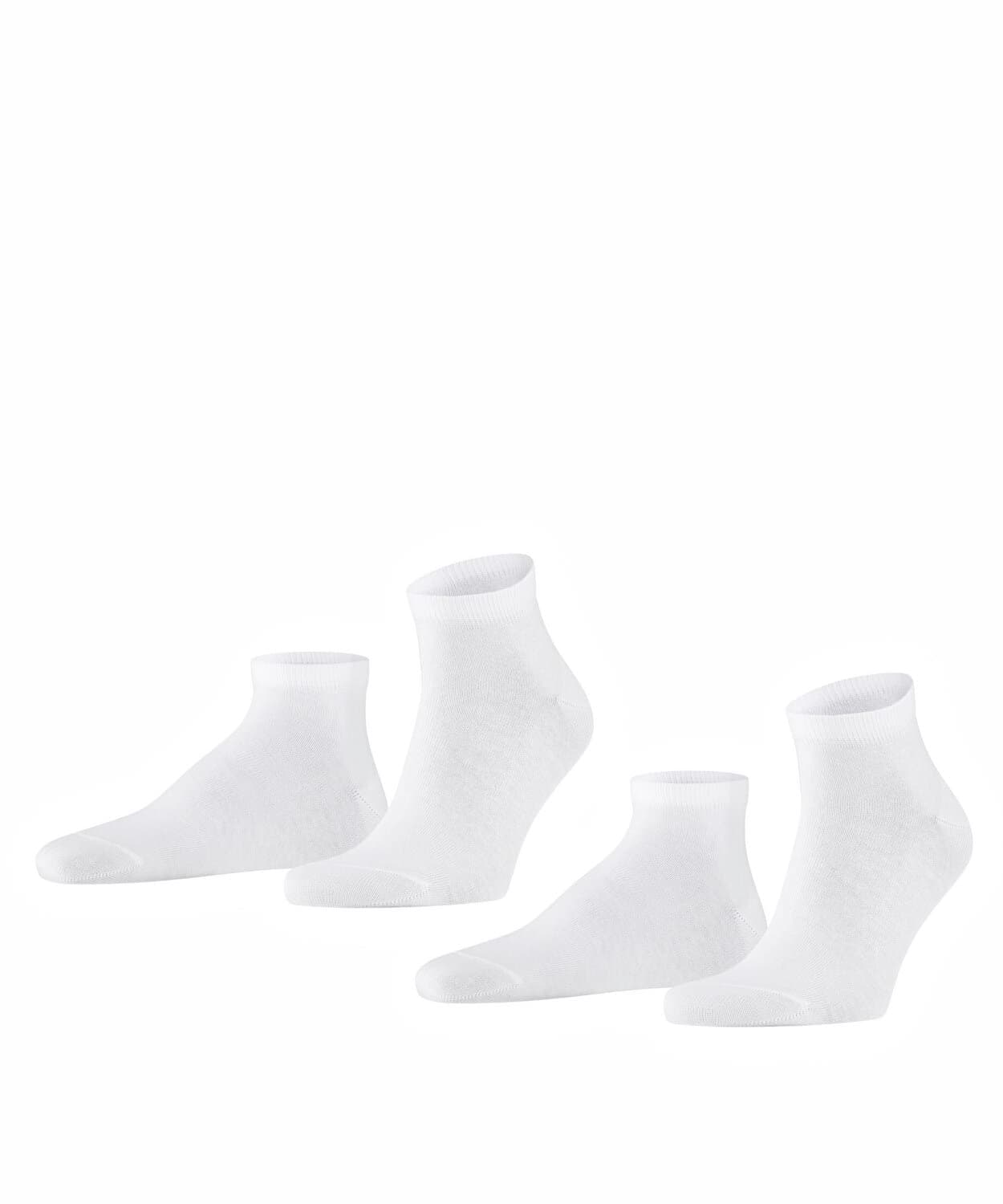 FALKE Herren Sneakersocken Happy Double Pack M Sn Baumwolle kurz einfarbig 2 Paar, Weiß White 2000, 43-46