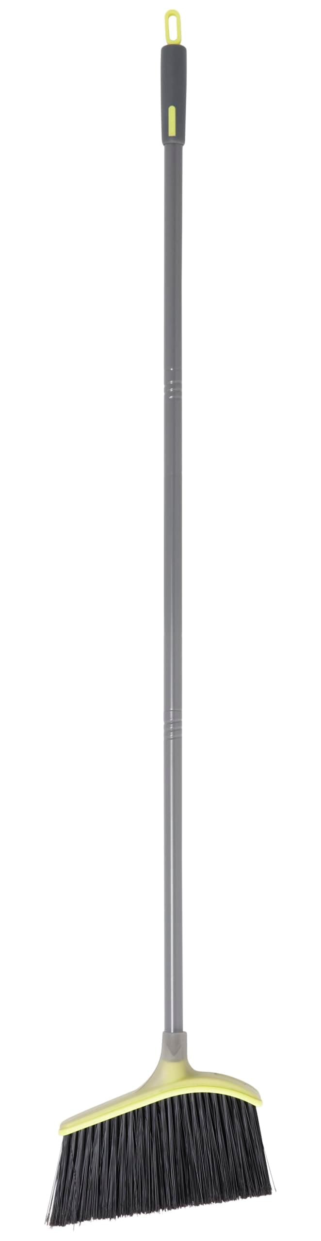 Casabella Wayclean Wide Angle Broom, Gray, Angled Head with Densely Packed Bristles, Perfect for Kitchen RV Camper and Home Cleaning