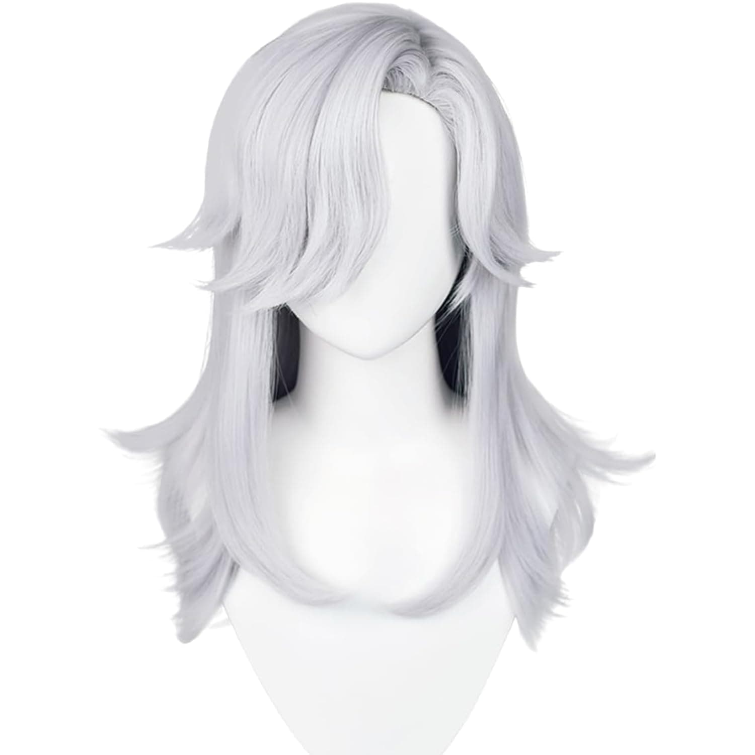 White Medium-length General Mahamatra Cosplay Wig Heat Resistan Synthetic Fiber Hairs for Unisex Adult Halloween Christmas Cos Party Replacement Wigs