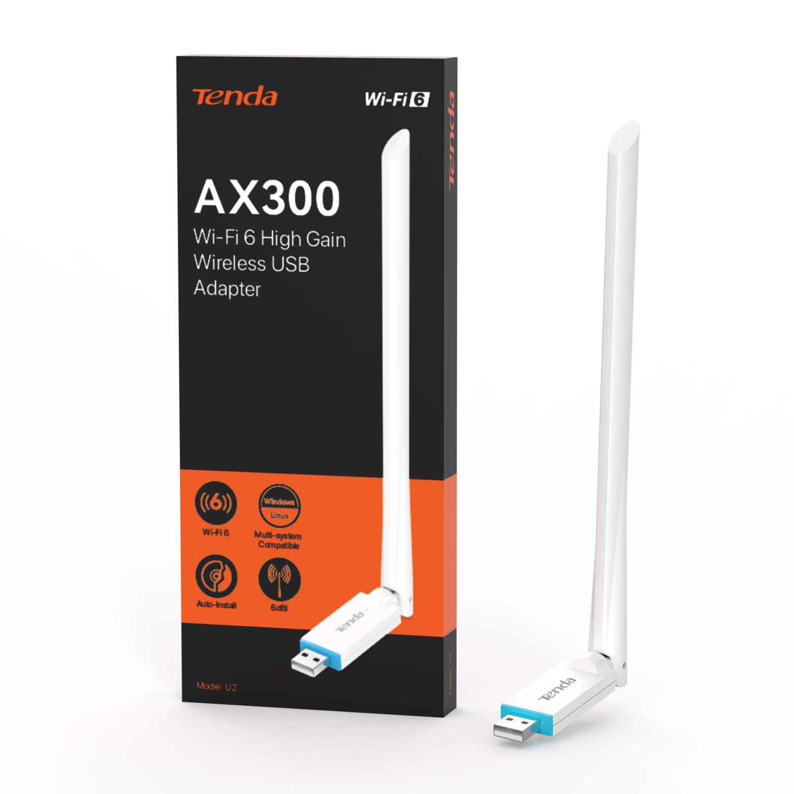 Tenda AX300 USB WiFi Adapter for PC WiFi 6 USB Adapter -286Mbps 2.4GHz, Mini USB WiFi 6 Adapter (E33)