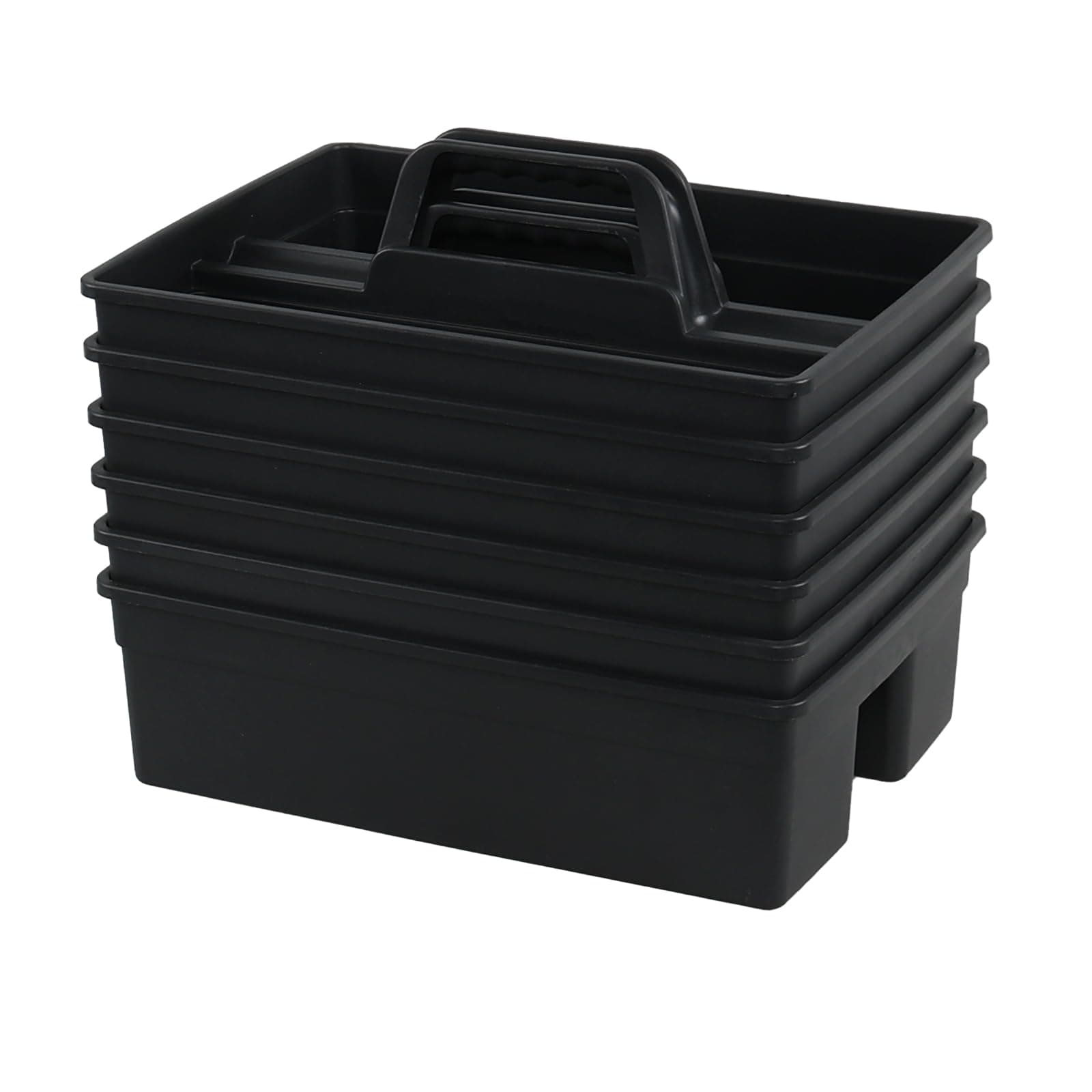 Julyeen 3 Compartment Cleaning Supplies Caddy, 6-Pack Plastic Cleaning Caddy with Handle, Gray