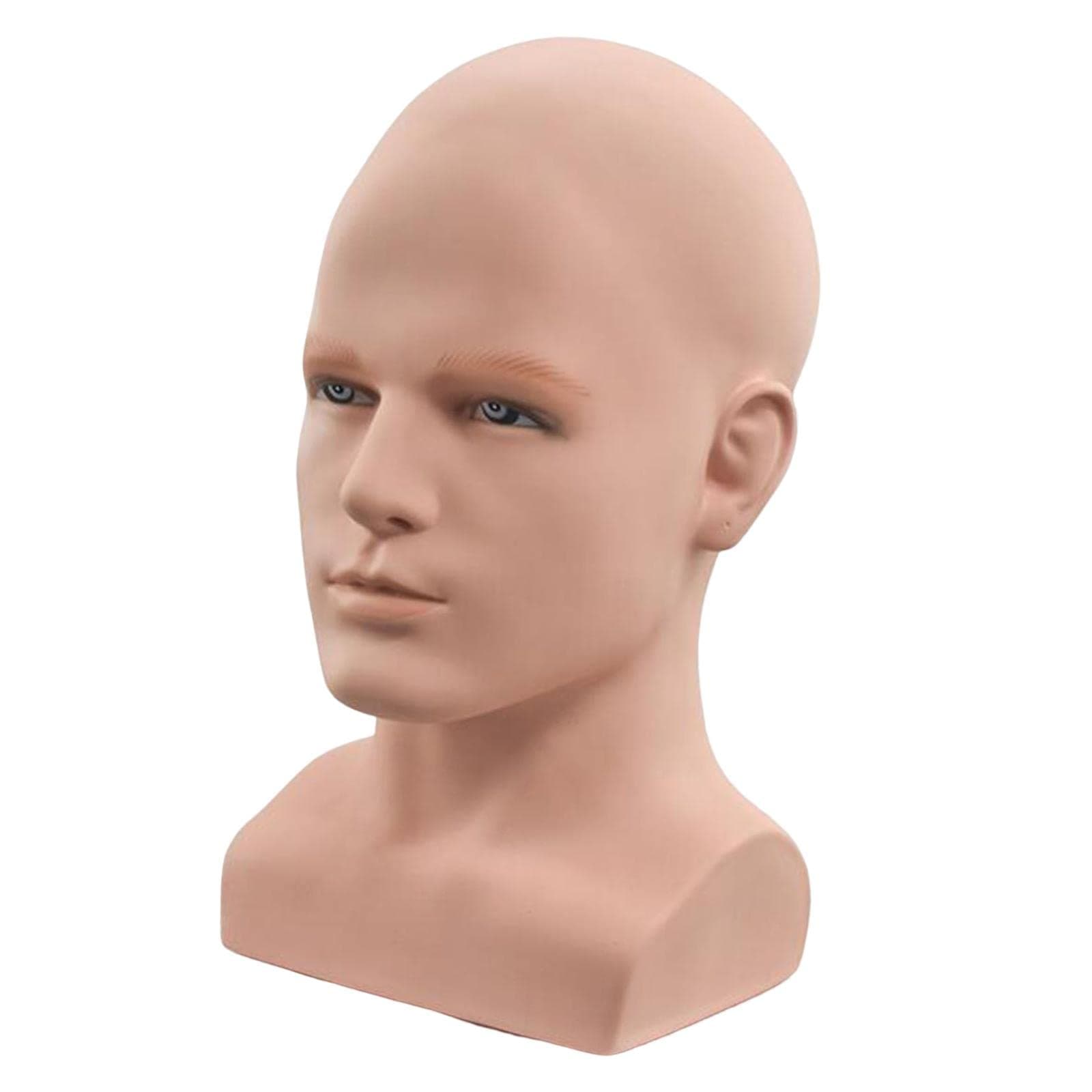 Milageto PVC Adult Male Mannequin Head Display Stand, Male Head Professional Display Prop Male Model Head Head Bust for Hat Headset Jewellery Wig Stand Holder