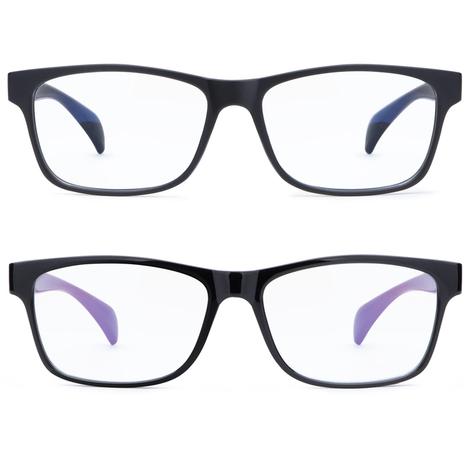 Premium Anti Bule Light Glasses for Men and Women Computer Gaming Glasses Exquisite Rectangle Frame Anti-Glare Eye Strain (Matte Black + Glossy Black & Red)