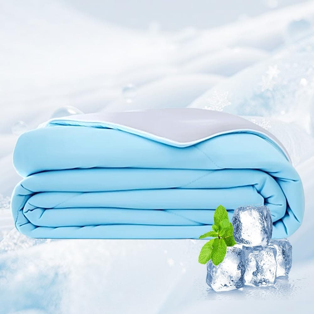 Nitvei Cooling Blankets for Hot Sleepers, 2025 New Double-Sided Summer Cooling Blanket, 60x78 Inches Twin Cooling Comforter, Lightweight Breathable Cold Blankets for Night Sweats Sleeping (Blue+Gray)