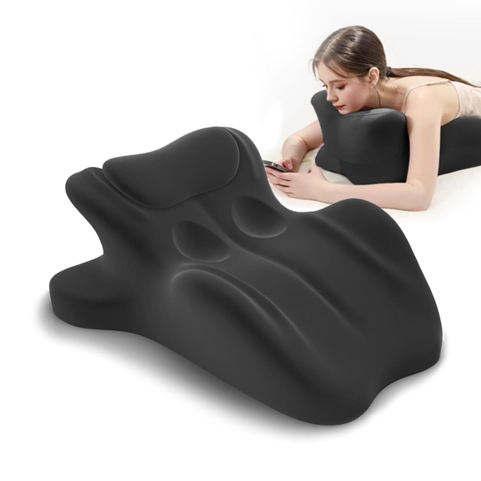 HOMEPAC Ergonomic Memory Foam Wedge Pillow, 27° Bed Wedge Support, Black