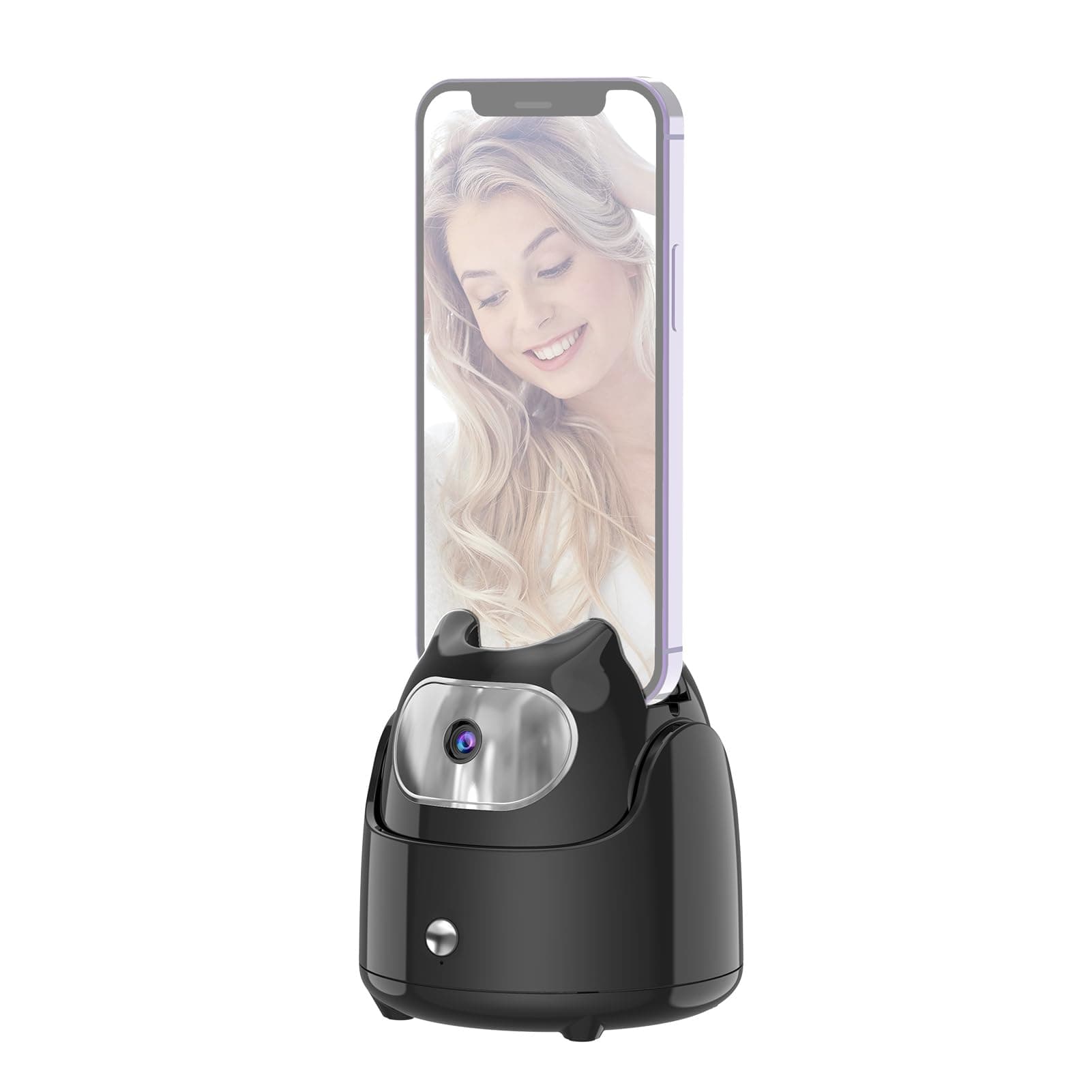 KIMISS AI Auto Face Tracking Smartphone Gimbal Stabilizer with 360 Rotation for Live Streaming Video Recording and Vlogging ABS Material 86x86x87mm (Black)