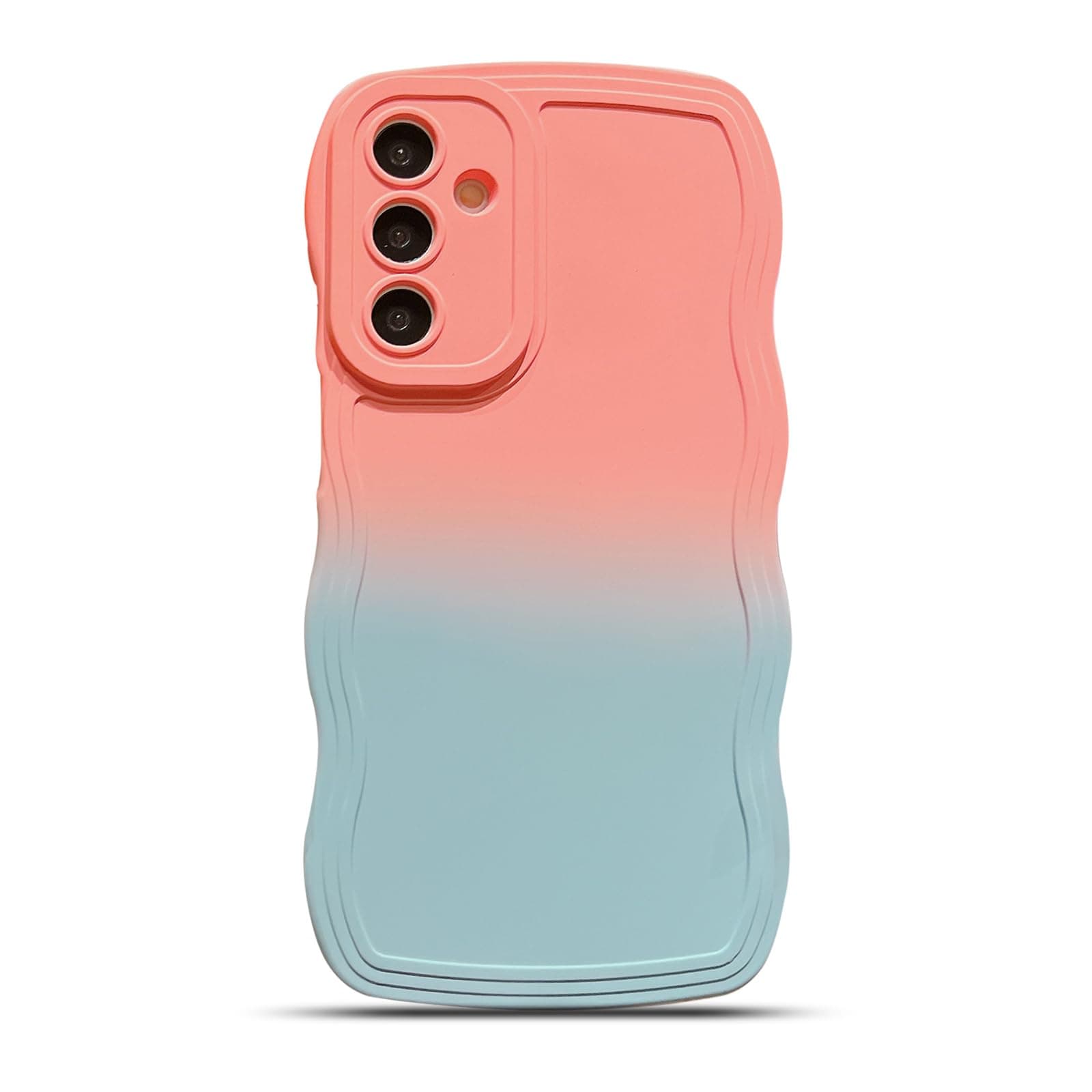 LYQZDT Compatible with Samsung Galaxy S24 Case,Cute Gradient Color Curly Wave Frame Shockproof Protective Cases Soft Cover (Pink Blue)