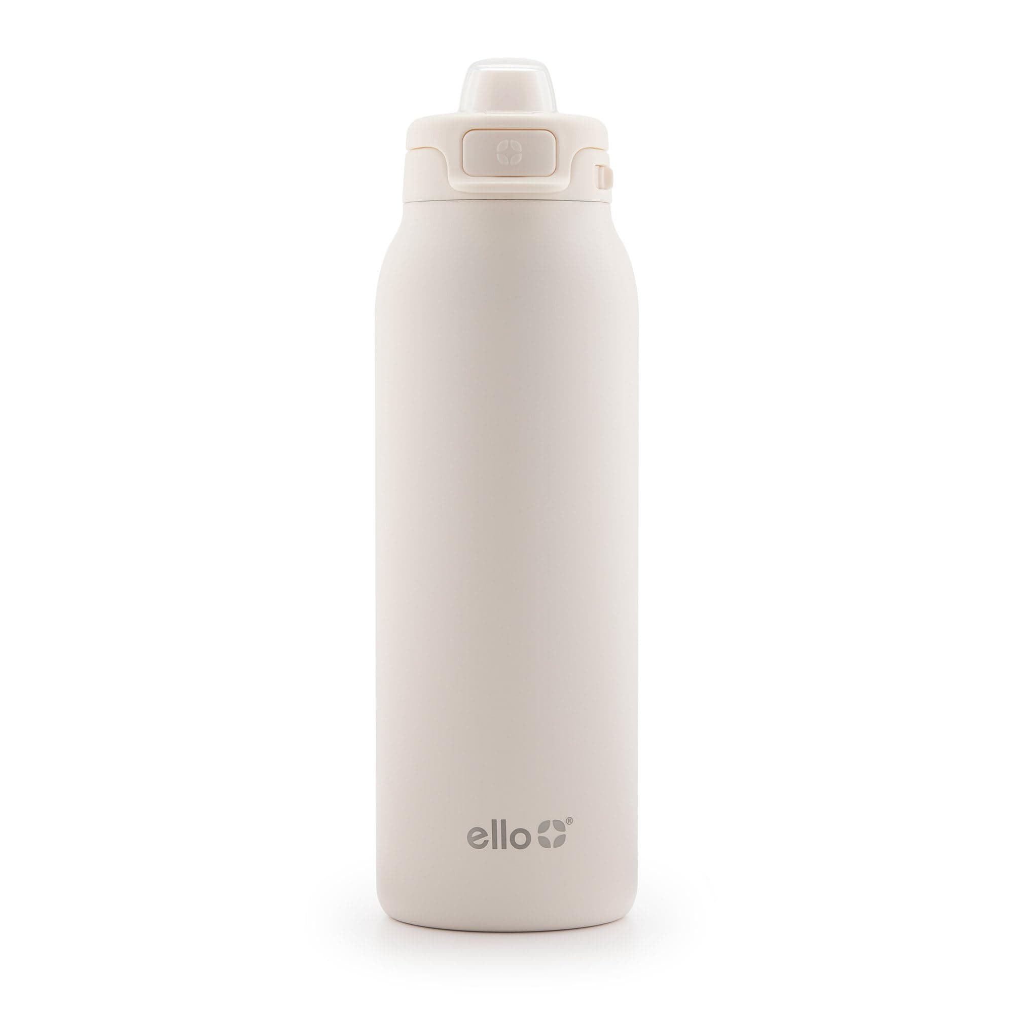 Ello Pop & Fill 32oz Stainless Steel Water Bottle with QuickFill Technology, Double Walled and Vacuum Insulated Metal, Leak Proof Locking Lid, Sip and Chug, Reusable, BPA Free, Cream