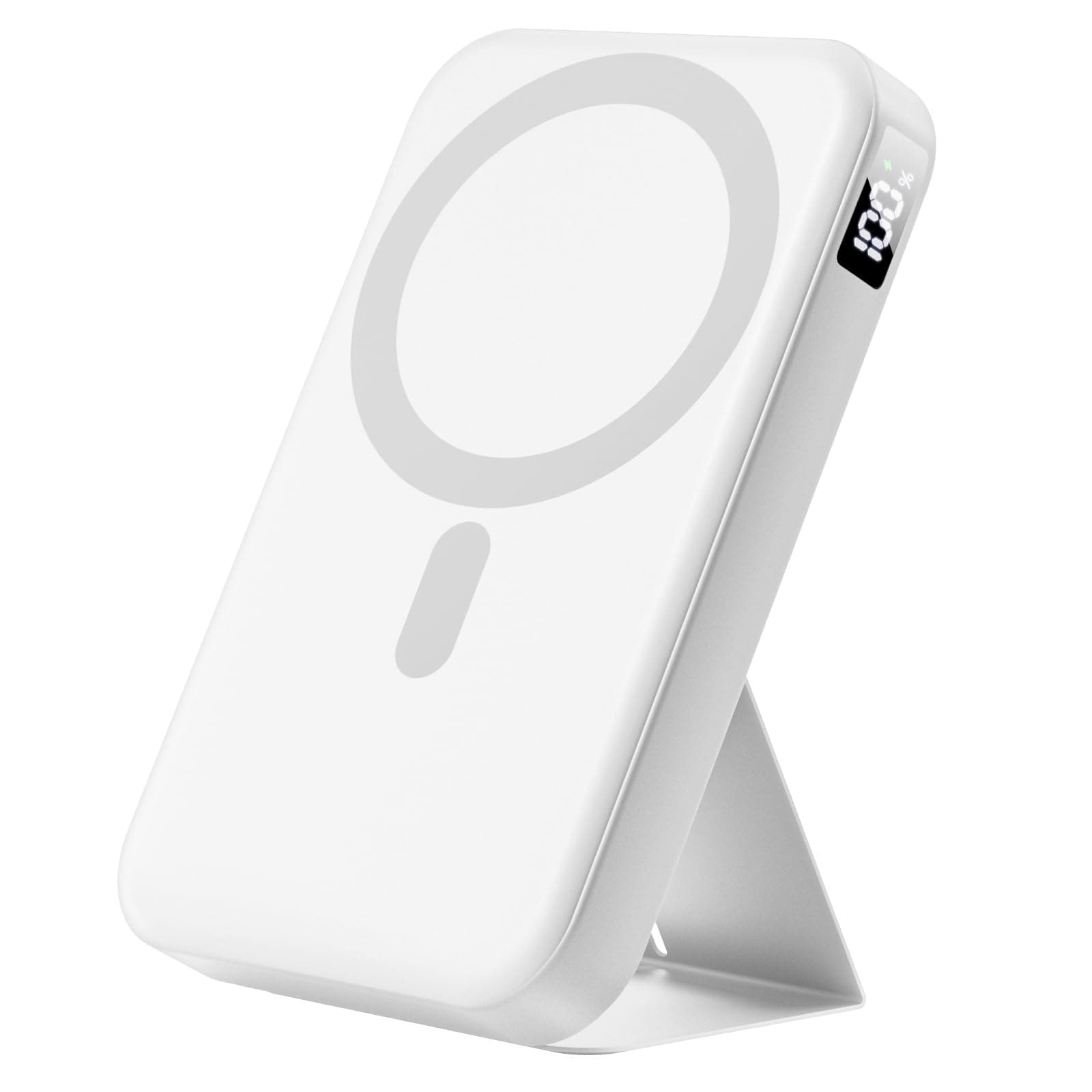 Gxorul Magnetic Portable Charger, 10000mAh Power Bank with Leather Foldable Stand - Travel Essentials, USB-C 20W Fast Charging for Magsafe Battery Pack, Compatible with iPhone 17/16/15/14/13 Series