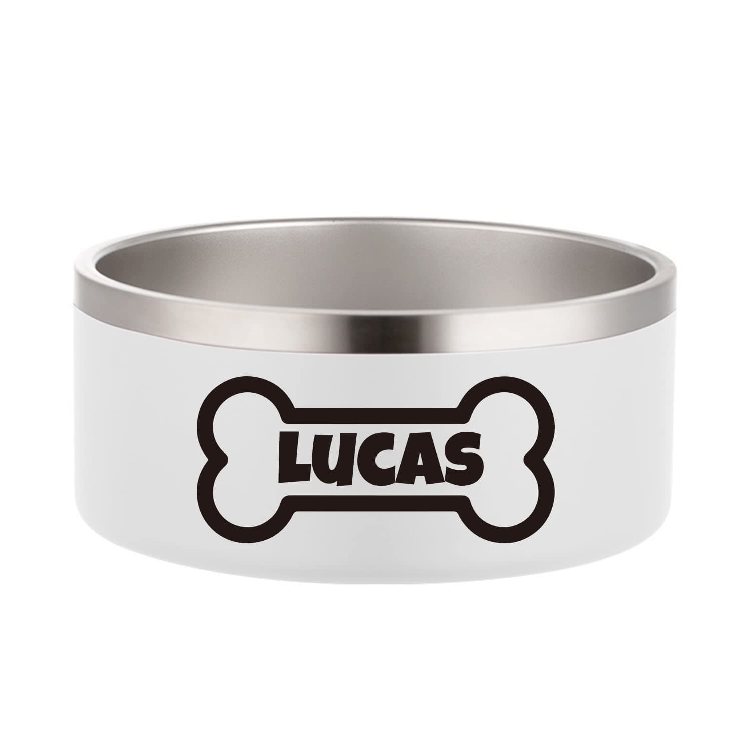 JMIPET Personalization Dog Bowls Stainless Steel Cat Food Bowl Pet Water Bowl Feeder Suitable for Small Medium Large Dogs and Cats Bottom is Non-Slip and Easy to Clean (White)