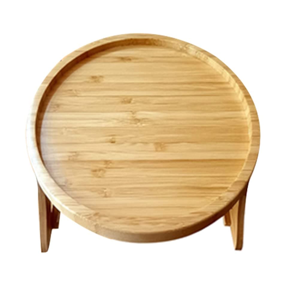 ICRPSTU Clip On Tray Sofa Table Portable Couch Arm Tray Table Natural Bamboo Sofa Armrest Clip On Tray for Eating and Drink（25 cm）