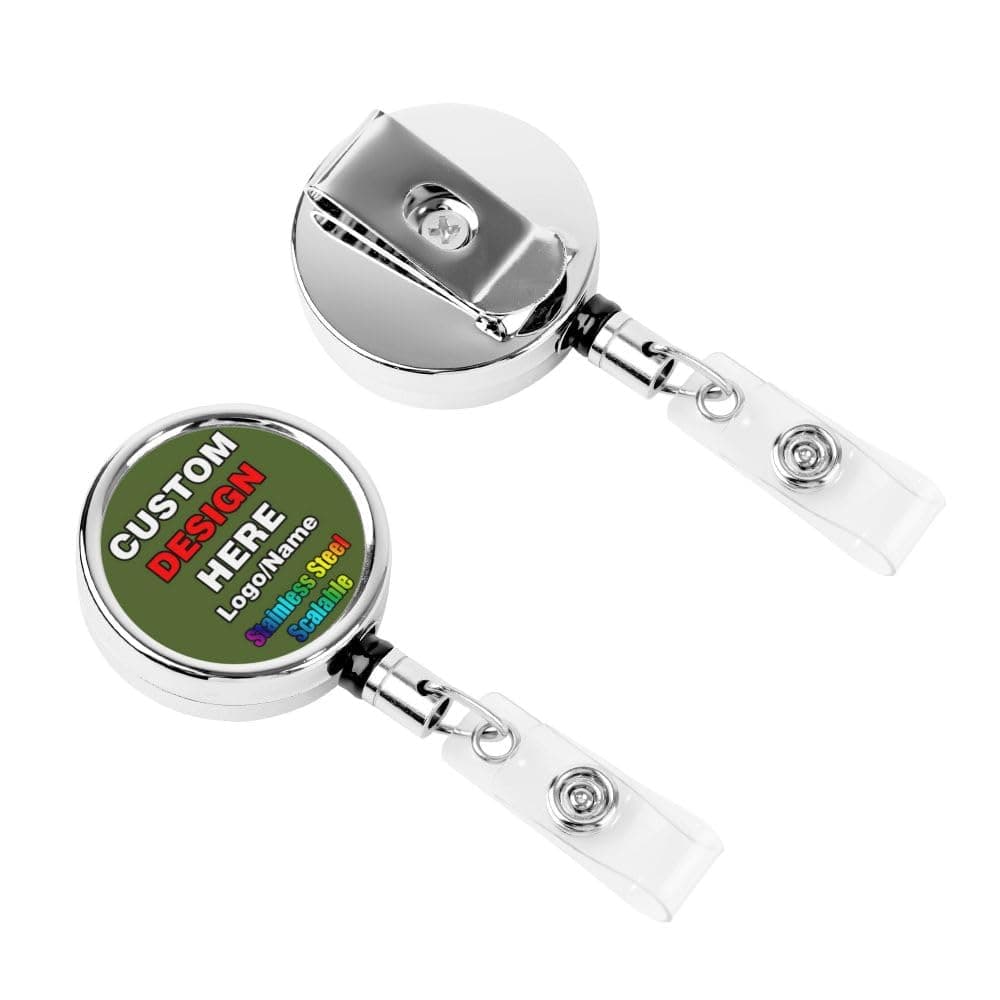 Personalized Badge Holder, Custom Logo ID Tag with Swivel Clip - Add Design Your Own Photo Text Name Swivel Badge Clip for Office Worker Teacher Doctor, OliveDrab