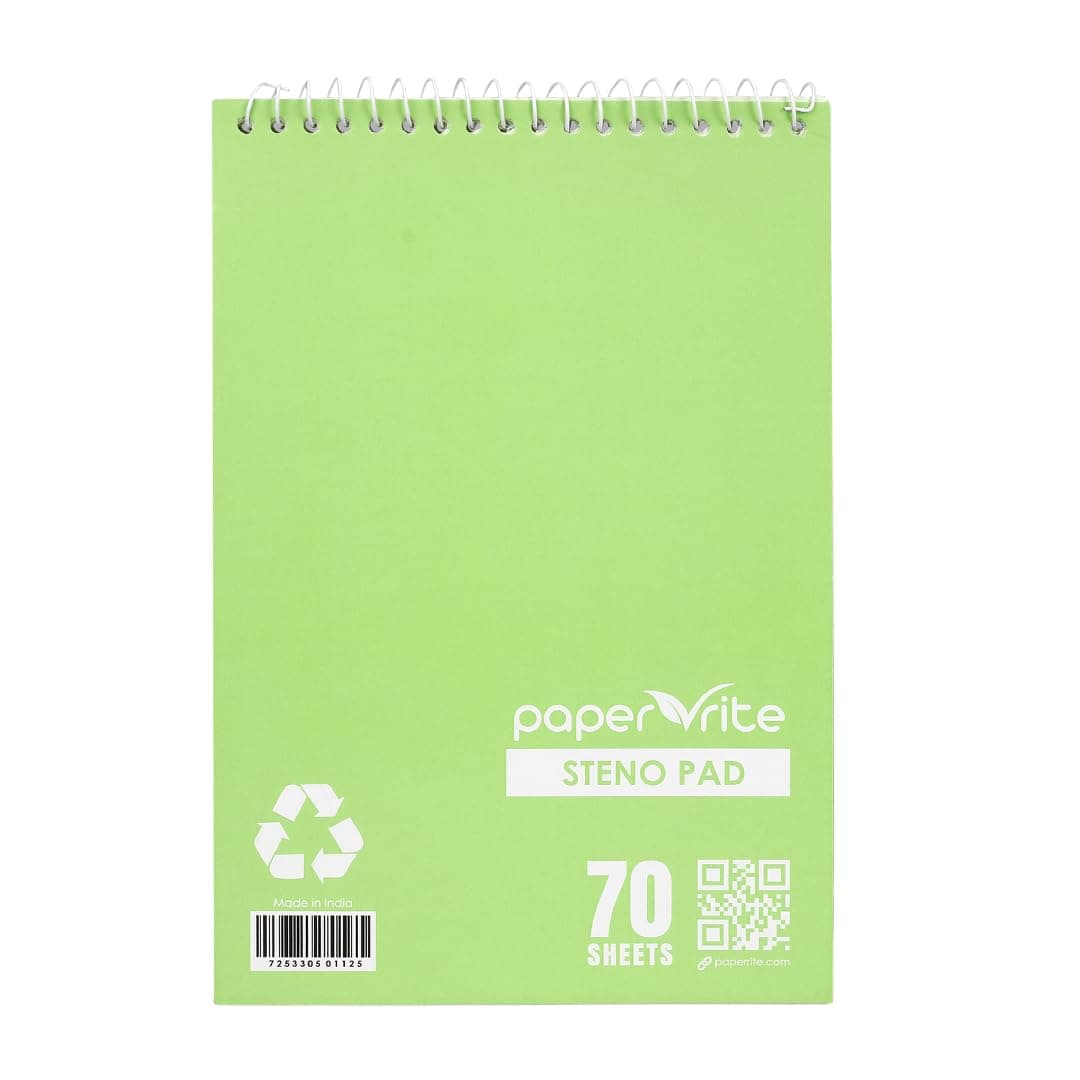 Paper Rite Premium Steno Pad Set Light Green | 70 Sheets, 6 x 9 Inches | Notepads for School, University, College, Work, Office (1, Light Green)