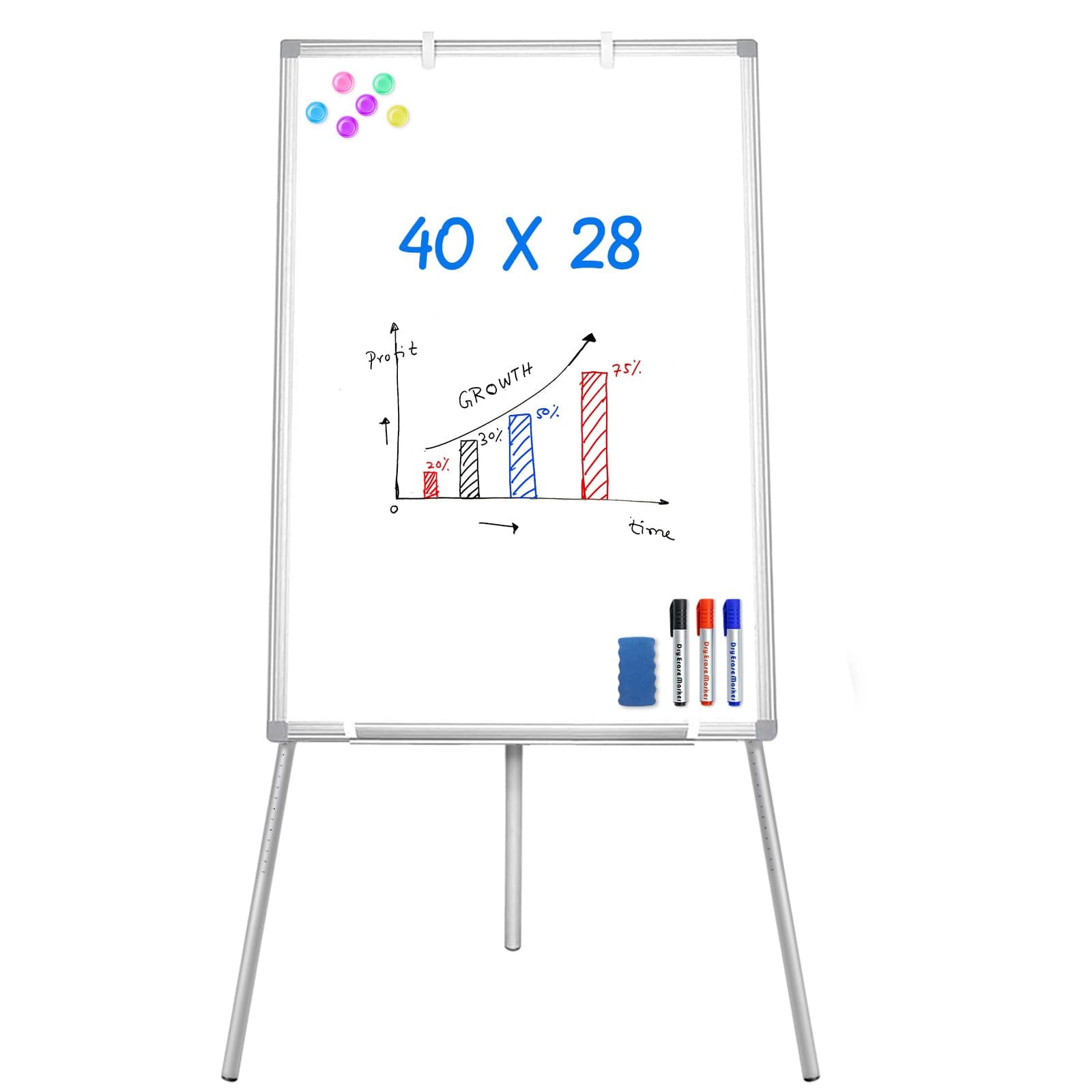 Maxtek Easel Whiteboard 40 x 28 in, Stand Tripod with Height Adjustable