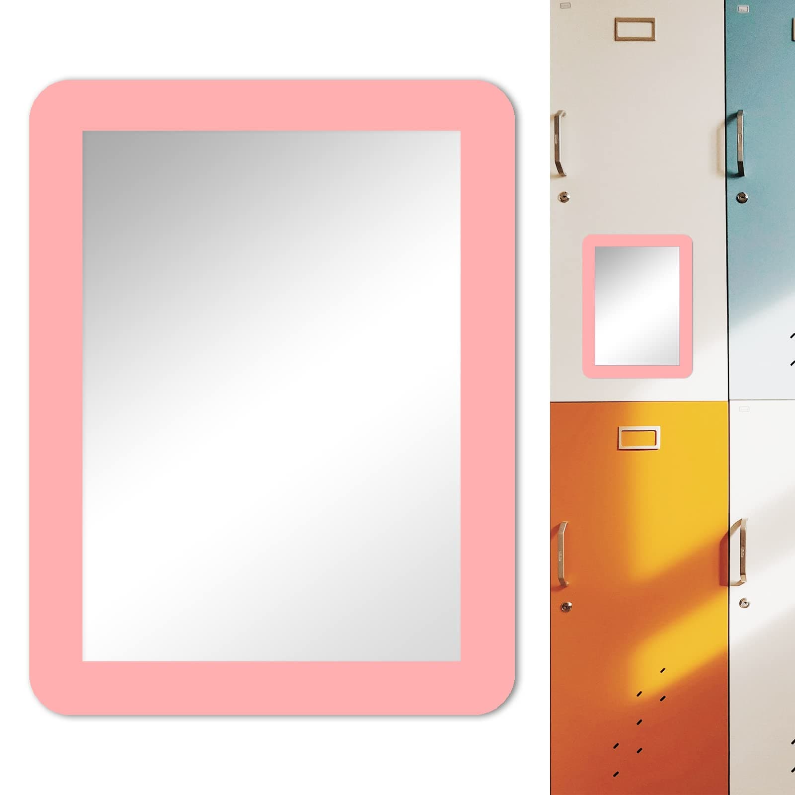 5 x 7 Inch Magnetic Locker Mirror for School Locker, Bathroom, Household Refrigerator or Office Cabinet, Magnetic Back Sticks to Metal Surface