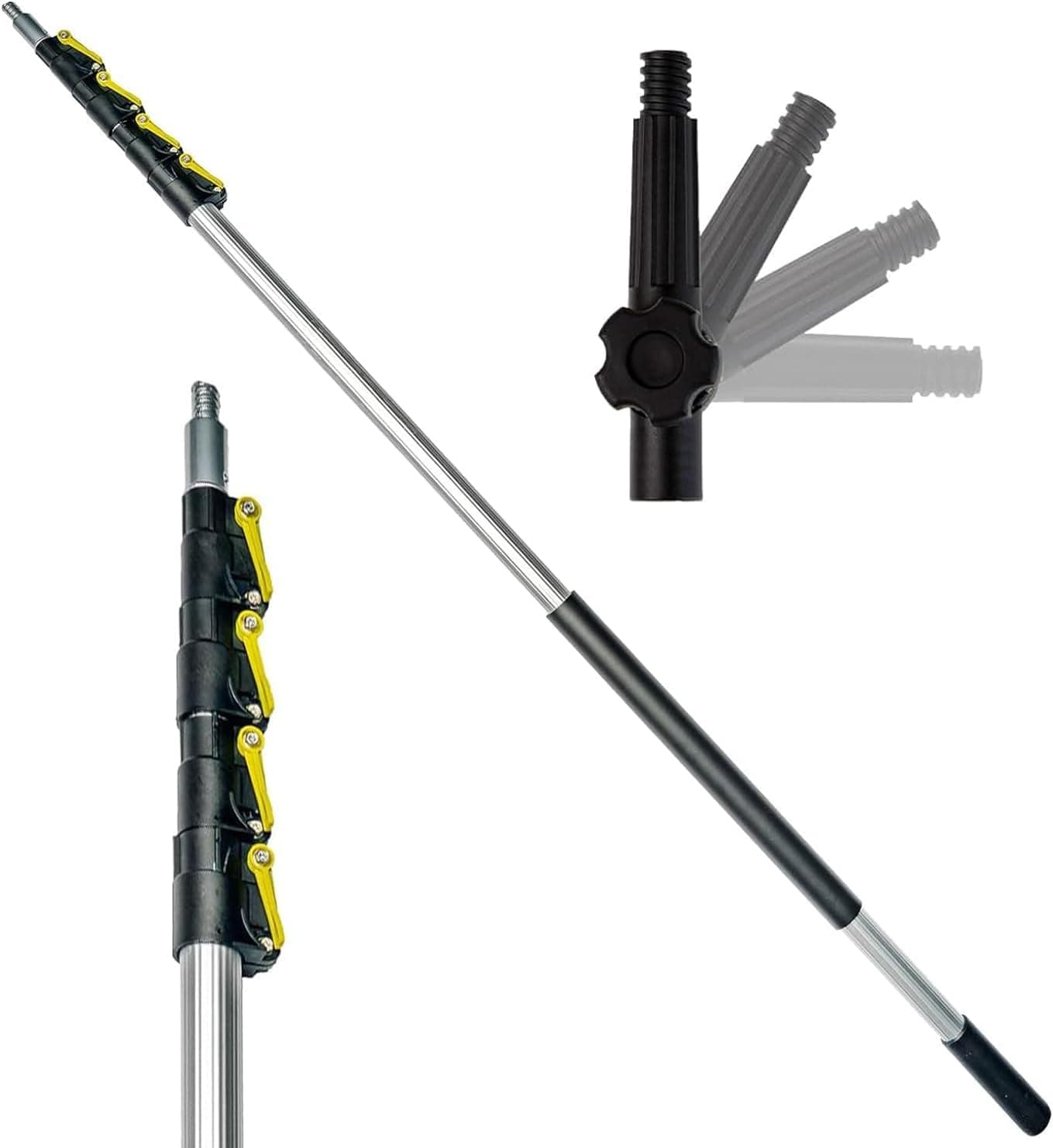 DOCAZOO Telescopic Pole - Extension Pole, Window Cleaning Kit, Ceiling Cleaning, Feather Duster, Snow Removal, Window Squeegee, High Reach Indoor & Outdoor Kit - (30 Ft Ext Pole with Feather Duster)