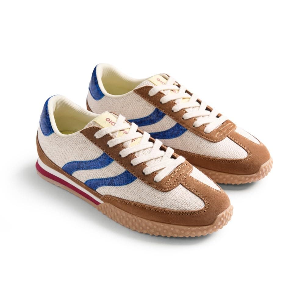 GIOSEPPO BLOMKEST - Zapatillas Deportivas con Lino y Piel Serraje, Detalles en Contraste y Correa de Tobillo, Color Beige, Talla 39