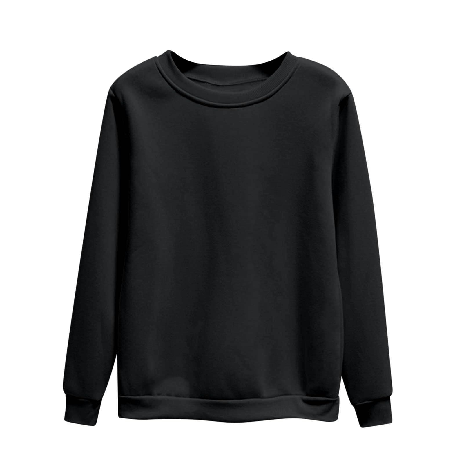 OVARA Women's Crew Neck Sweatshirts Pullover Long Sleeve Tops Classic Fit Basic Ladies Jumpers Plus Size Solid Color Loose Lightweight Casual Sweatshirt Tops